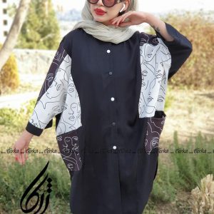 خرید مانتو فری سایز دکمه دار ژرکا